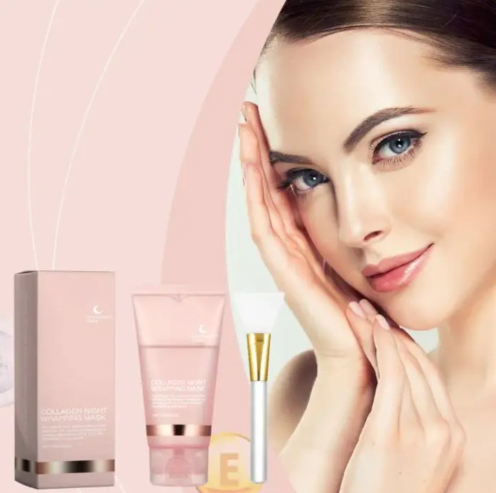 Hydrating collagen peel-off mask by My Store showing a clear gel mask with collagen ingredients for glowing skin.