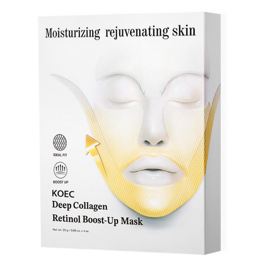 My Store Collagen Lifting Face Mask showing a close-up of the mask's texture and packaging for firm, youthful skin.