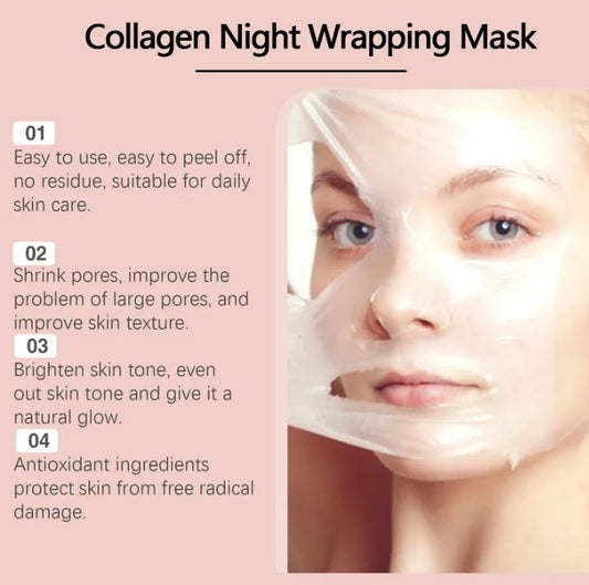 Hydrating collagen peel-off mask from My Store, visible in a clear container with a smooth, translucent texture and soothing appearance.