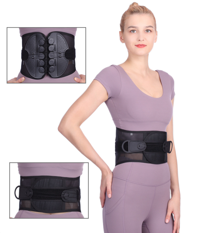 Double pull lumbar support belt from My Store with adjustable straps and ergonomic design for lower back pain relief.
