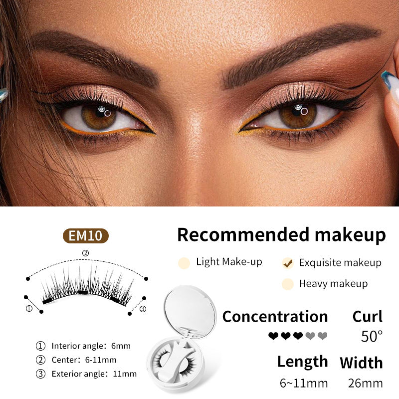 Magnetic false eyelashes set with applicator, lightweight and natural-looking for easy eyelash enhancement.