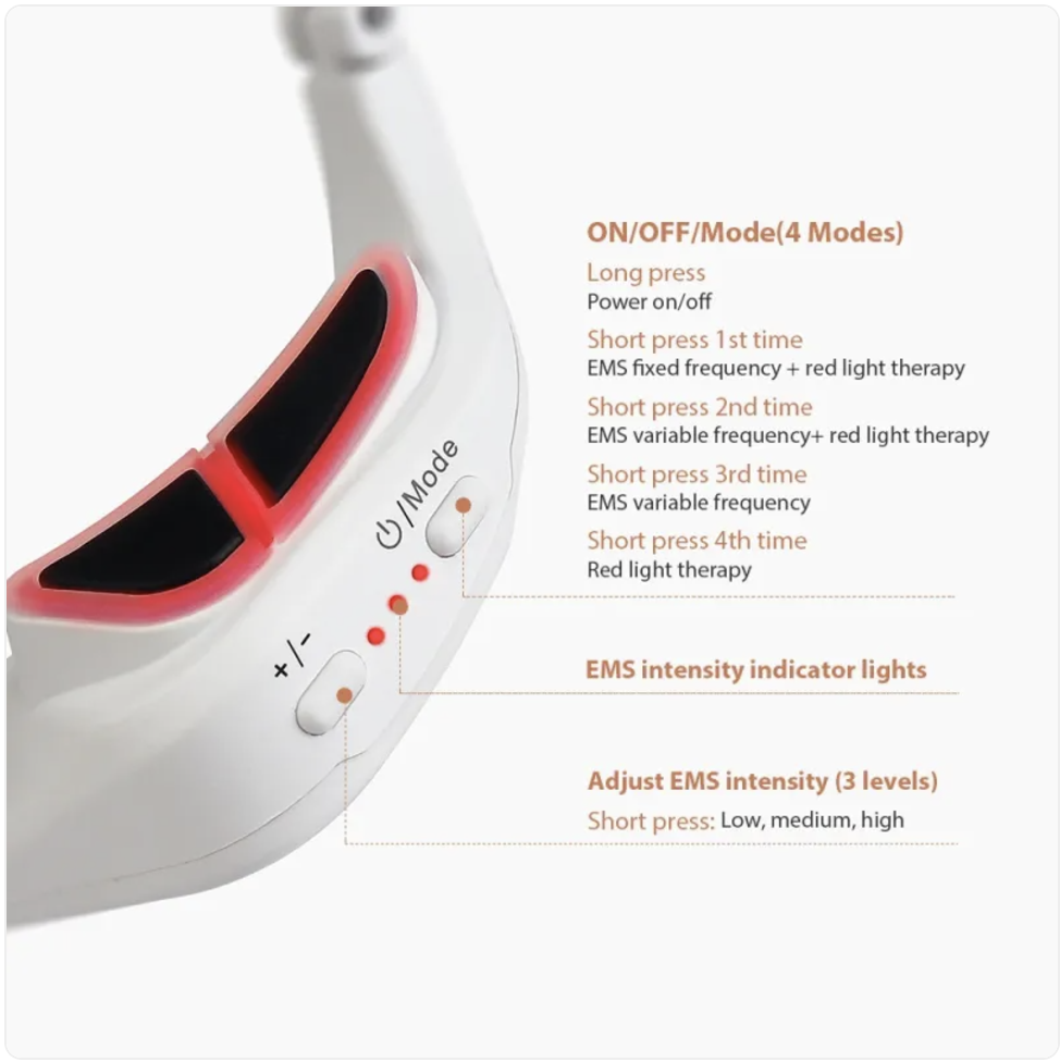 Red light eye massager from My Store with ergonomic design and adjustable straps for soothing eye relief.