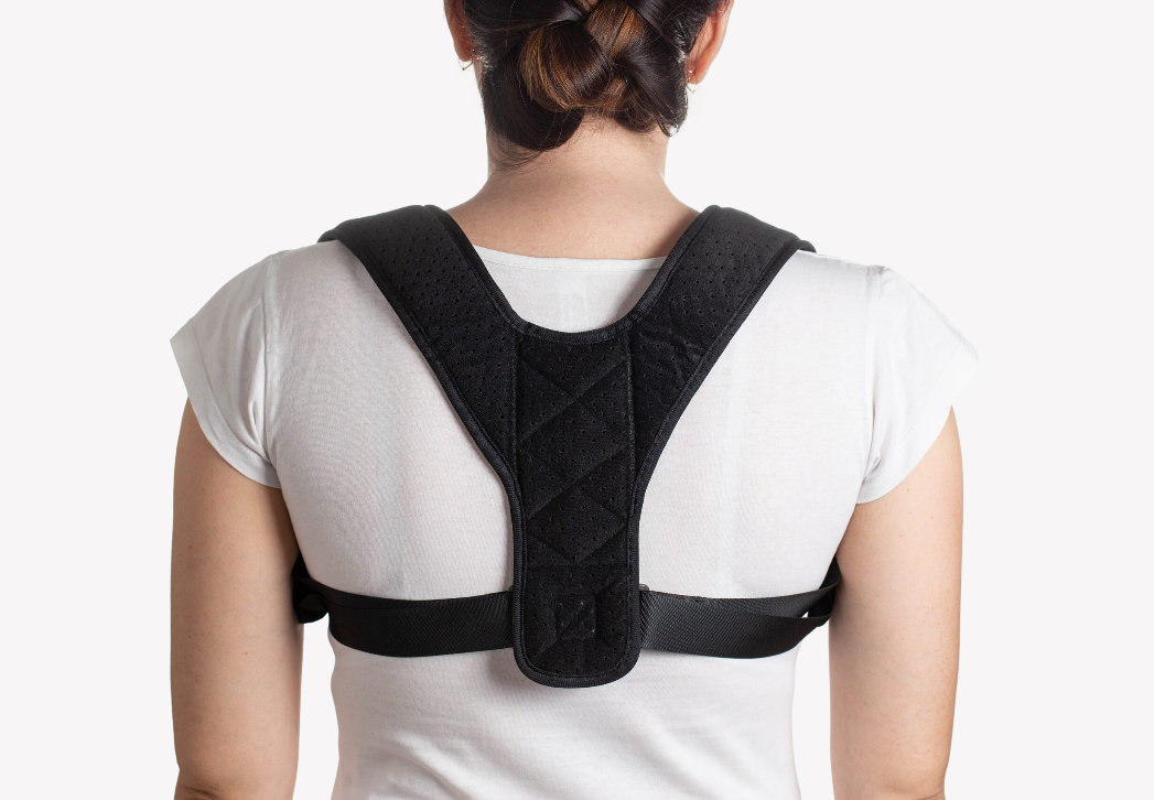 Posture corrector brace from My Store for improving back alignment and reducing slouching, shown on a model.