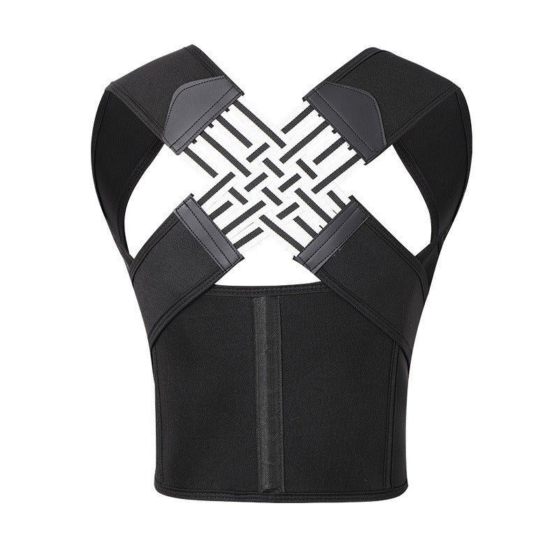Unisex posture corrector back brace supporting proper spinal alignment and back posture correction.