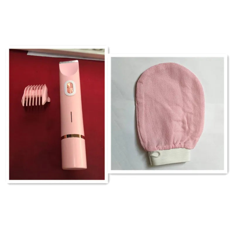 Women’s dual head hair remover and shaver by My Store with ergonomic design and multiple attachment heads for smooth skin.