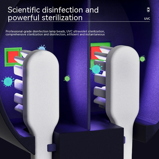 UV toothbrush sanitizer from My Store showing the compact device with UV light for sanitizing toothbrushes.