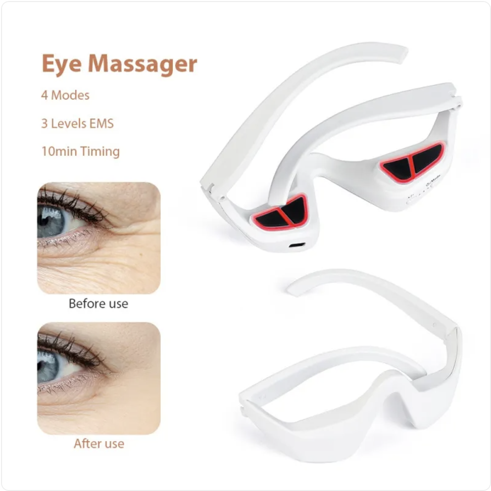 Red Light Eye Massager by My Store showing a sleek device with red LED lights designed for eye relief and relaxation.