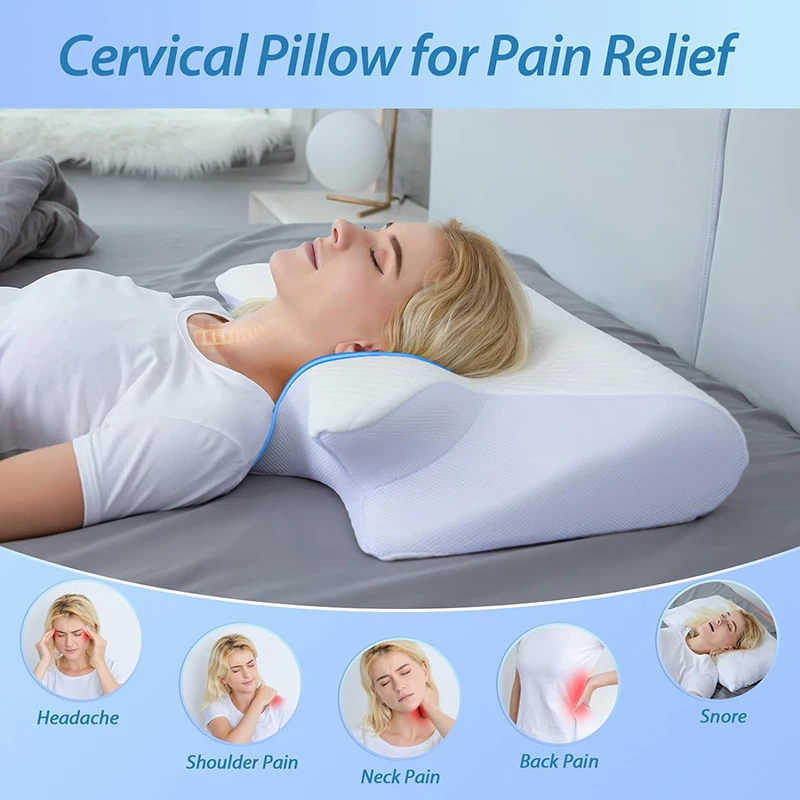 Comfortable memory foam neck pillow from My Store, designed for travel and support with a soft, ergonomic shape.