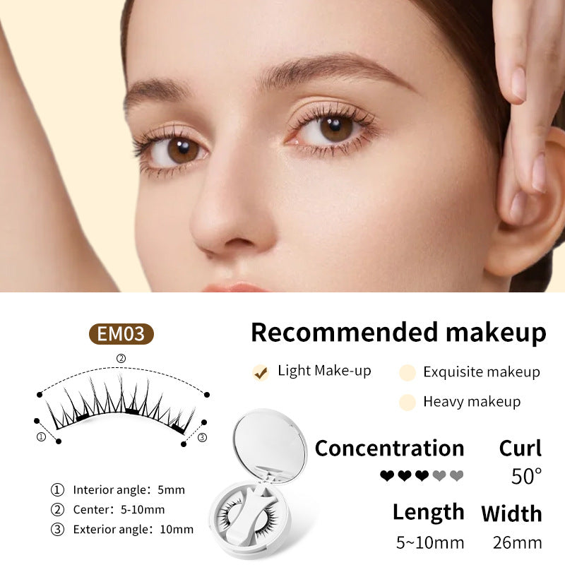 Magnetic false eyelashes set with applicator and magnetic strip for easy, natural-looking eye enhancement.