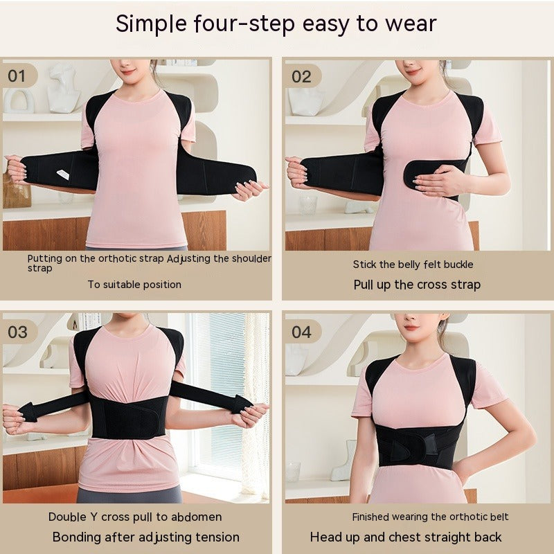 Unisex posture corrector back brace from My Store showing adjustable straps and supportive design for improved posture.