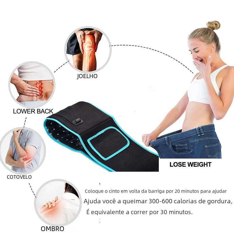 Long Wave Red Light Therapy Heating Waist Belt by My Store, showing a comfortable adjustable belt emitting red light for pain relief.