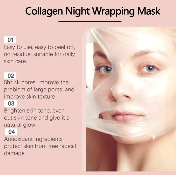 Hydrating collagen peel-off mask from My Store with smooth, clear gel texture and collagen infusion for nourishing skincare.