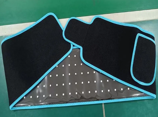 Active Thrive LED Infrared Belt Therapy Device wrapped around the waist, showcasing its flexible design and infrared light panels.