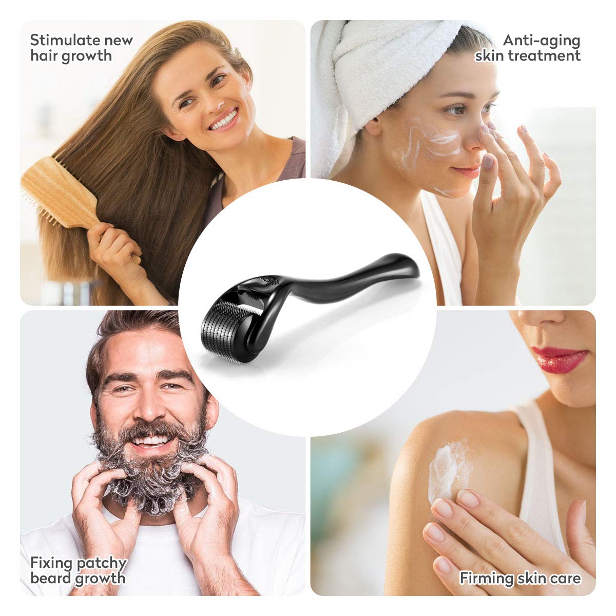 My Store Derma Face Roller with stainless steel roller and ergonomic handle for facial massage and skin rejuvenation.