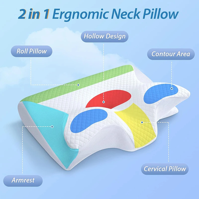 Comfortable neck pillow from My Store with ergonomic design, soft fabric cover, ideal for travel and relaxation.