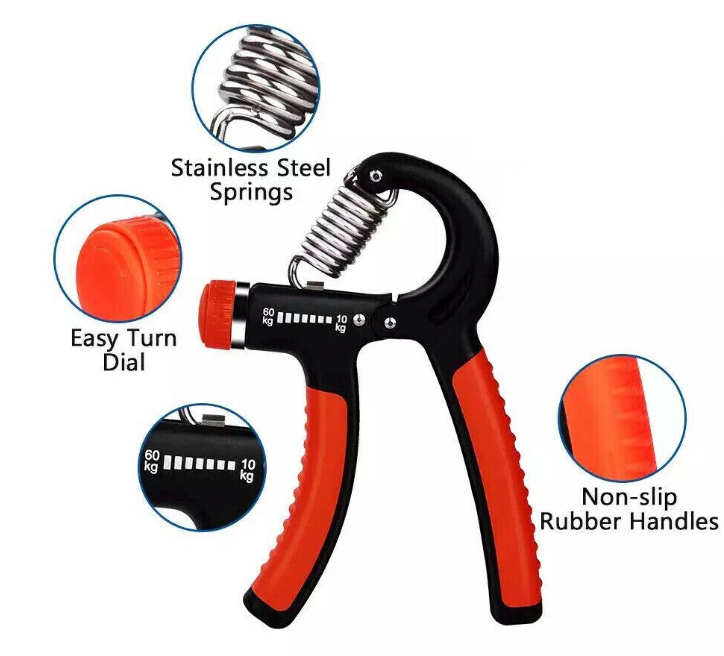 PowerGrip Strength Trainer by My Store showing textured handles and adjustable resistance settings for hand and grip exercises.
