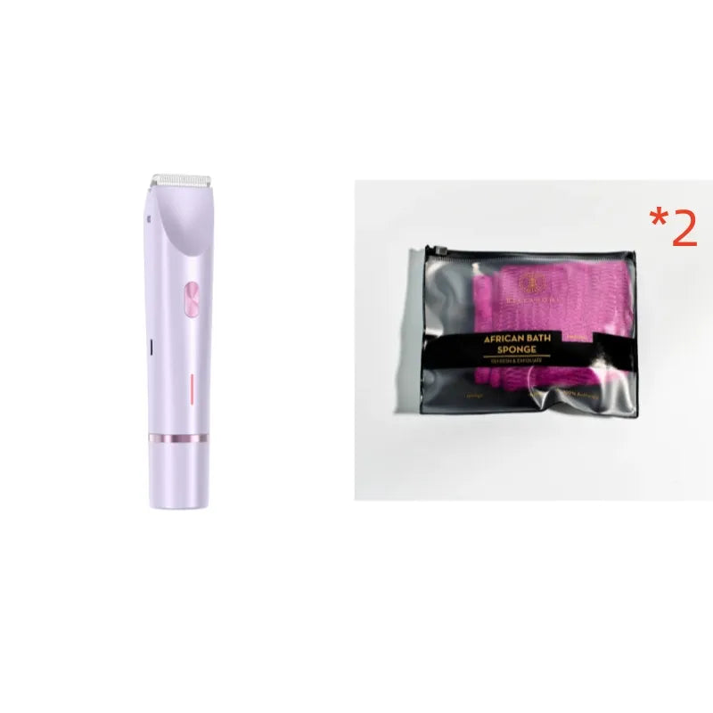 Women’s dual head hair remover and shaver from My Store, with close-up view of the dual shaving heads and ergonomic handle.
