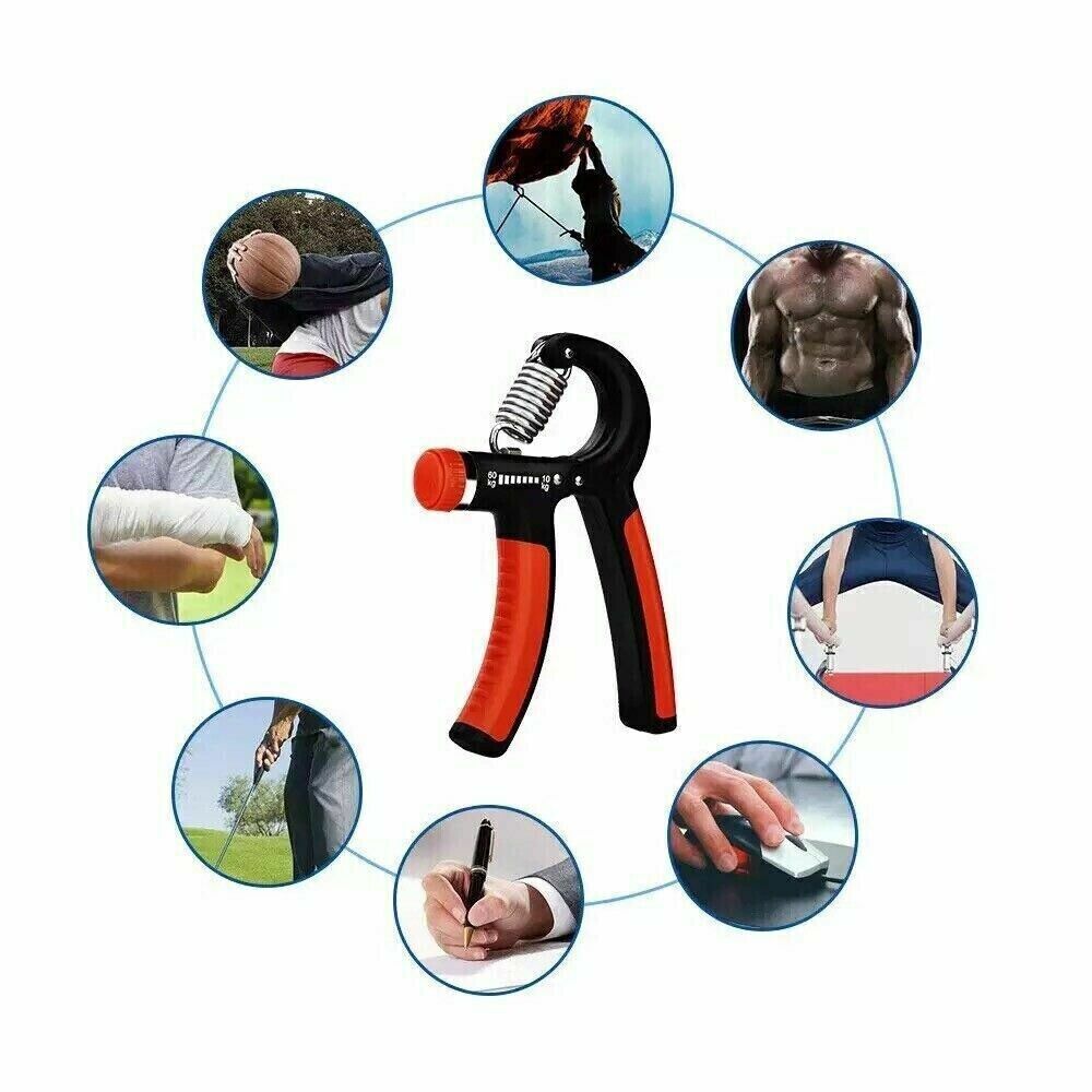 My Store PowerGrip Strength Trainer showing textured grip handles and adjustable resistance dials for hand and forearm exercise.