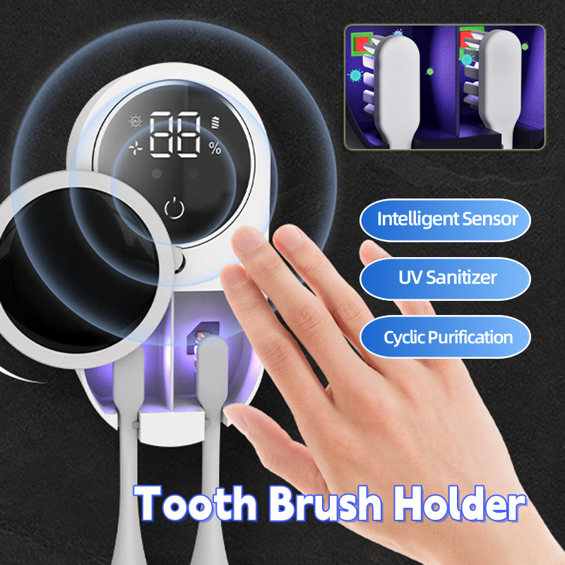 UV toothbrush sanitizer from My Store with a sleek white design and UV light interior for hygienic toothbrush cleaning.
